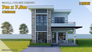 Small House Design  7m x 75m 2 Storey  4 Bedrooms [upl. by Kipper284]