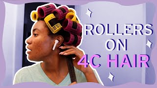 Roller Set on 4C Hair  NO HEAT Stretch [upl. by Burdelle]