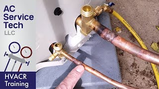 Brazing HVAC Line Set to Service Valves Full Procedure [upl. by Aihcropal286]