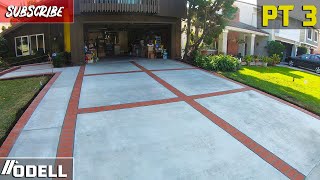 How to Pour a Concrete Driveway With Brick Bands Installation Day Part 3 [upl. by Abdul874]