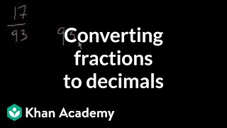 Converting fractions to decimals  Decimals  PreAlgebra  Khan Academy [upl. by Harriett]