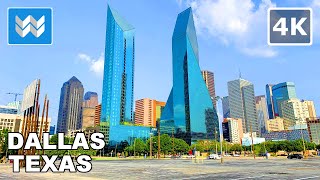 4K Downtown Dallas Texas USA  Virtual Walking Tour amp Travel Guide 🎧 Binaural City Sounds [upl. by Jana]