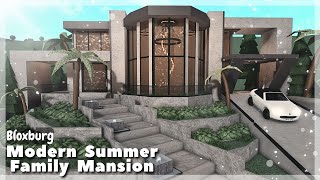 BLOXBURG Modern Summer Family Mansion Speedbuild  Roblox House Build [upl. by Ahsilra]