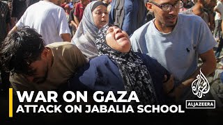 Jabalia school attack At least 15 Palestinians killed in Israeli assault [upl. by Inigo]