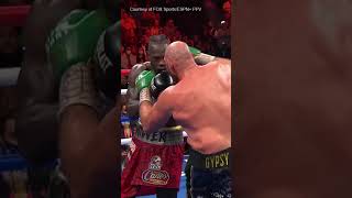 Tyson Fury sends Deontay Wilder to the mat in the 10th 🥊 shorts [upl. by Busch]