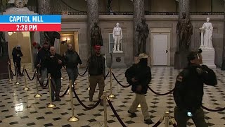 Rioters Walk Through Capitol Building Statuary Hall Outside of House Chamber  MSNBC [upl. by Ellehcam]