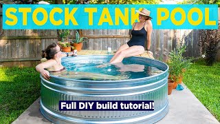 Stock Tank Pool DIY Easy Backyard Plunge Pool  How To Build [upl. by Idnerb379]