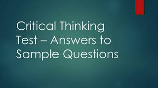 Critical Thinking Test  Answers to Sample Questions [upl. by Alema]