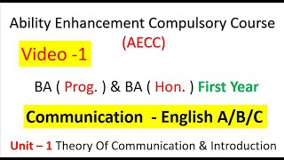 Communication English Unit–1 Theory Of Communication amp Introduction BA Prog amp BA Hon First Year [upl. by Adnuhsed]