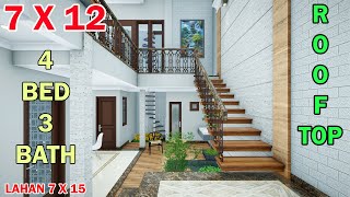 Split Level House 7X12 Meter 4 Kamar 3 Toilet Mushola Rooftop di lahan 7x15 Meter [upl. by Radec772]