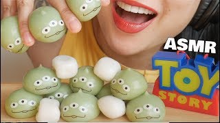 ASMR MOCHI TOKYO DISNEY PIXAR GREEN DUMPLINGS SOFT CHEWY EATING SOUNDS  SASASMR [upl. by Alegnave]