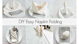 EASY Napkin Folding Tutorials for beginners [upl. by Nosraep]