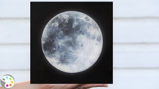 Easy Acrylic Painting Tutorial  How to Paint a Realistic Moon [upl. by Salomie458]