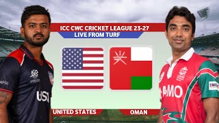 quotOman vs USA LIVE  CWC League 2 202327  Live Score Commentary amp Match Updatesquot [upl. by Getter]