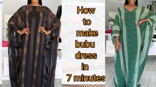 How to cut and sew bubu kaftan dress in 7 minutes Nelostitches [upl. by Candide248]