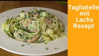 Tagliatelle mit Lachs und Spinat  Tagliatelle mit Lachs Rezept  Nudeln mit Lachs Sahnesoße [upl. by Yadnil]