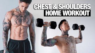 Complete Chest amp Shoulder Home Workout  Dumbbells Only [upl. by Ardnaed]