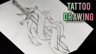 How To Draw A Sword Tattoo  Easy Tattoo Drawing [upl. by Acila]