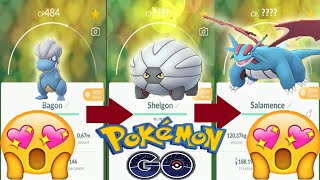 BAGON evolution into SHELGON and into SALAMENCE in Pokemon GO [upl. by Callum]