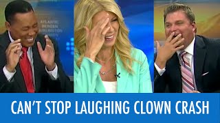 News Anchors Cant Stop Laughing At Clown Report [upl. by Sivatnod566]