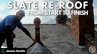 SLATE REROOF FROM START TO FINISH [upl. by Nivag407]