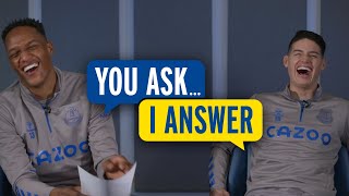 JAMES RODRIGUEZ  YERRY MINA YOU ASK I ANSWER  COLOMBIA DUO TAKE ON RANDOM QUESTIONS [upl. by Tewell]