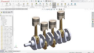 Four Cylinder engine in Solidworks [upl. by Gretchen]