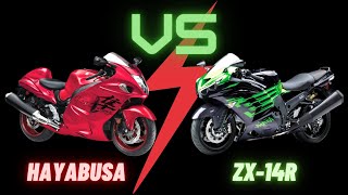 Hayabusa Vs ZX14R  Who is King of the Sportsbikes [upl. by Kinney]