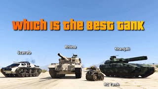 GTA V Which is the Best Tank  Rhino Khanjali Scarab or IampP Tank [upl. by Eirrek]