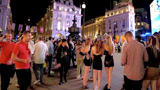 Walking around Piccadilly Circus at Night  August 2021  London Walking Tour 4K [upl. by Eniawd]