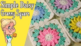 Simple Daisy Granny Square  Crochet Tutorial  FREE PATTERN [upl. by Nnaynaffit]