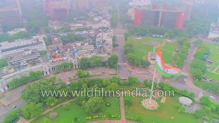 Connaught Place New Delhi 4K aerial overflight [upl. by Gorski]