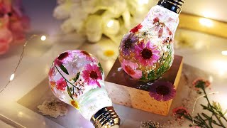 DIY Resin Casting With Dried Flowers Resin Crafts Silicone Light Bulb Resin Molds [upl. by Llerruj]