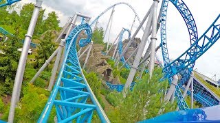 4K Blue Fire Roller Coaster Front Seat POV Europa Park Germany [upl. by Elynad]