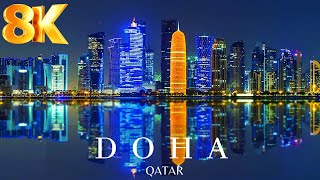 Doha Qatar 8k 🇶🇦 Night Cityscape Timelapse [upl. by Kamilah]