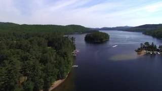 Adirondack Aerial Video of Schroon Lake from the NY State Boat Launch to Brill Island [upl. by Artemahs]