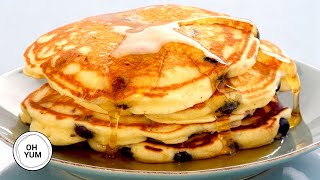 Professional Baker Teaches You How To Make BLUEBERRY PANCAKES [upl. by Ellerahc]