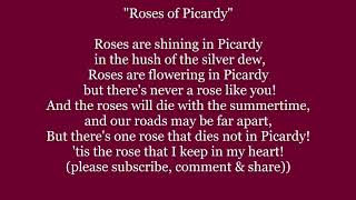 ROSES of PICARDY 1916 First World War I Jazz Lyrics Words trending sing along music song [upl. by Rolyak]