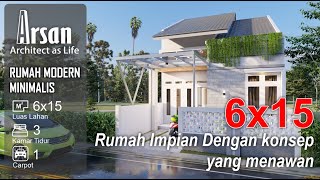 Rumah Split Level 15 Lantai 6x15 meter 3 Kamar Tidur Interior Full Lengkap Taman Indoor [upl. by Rorrys271]