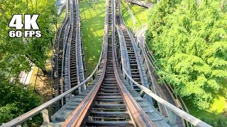 4K AWESOME Phoenix Roller Coaster Front Seat POV Knoebels Amusement Park [upl. by Enaitsirhc246]