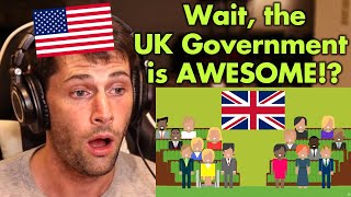 American Reacts to the UK Government Explained [upl. by Yzeerb]