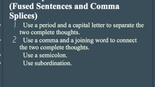 Fused Sentences amp Comma Splices [upl. by Gloriane]