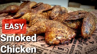 Texas Smoked Chicken Recipe  Crispy Skin Smoked Chicken Easy [upl. by Thorn930]