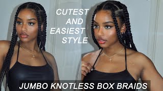 HOW TO SUPER FLAT JUMBO KNOTLESS BOX BRAIDS  EXTREMELY BEGINNER FRIENDLY [upl. by Yhprum403]