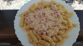 Pâtes a la carbonara pâtes carbonara lardons delicious video [upl. by Aihsatan]