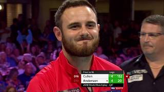 NINEDARTER 170 AND FLYGATE Anderson v Cullen  2018 World Matchplay [upl. by Julian]