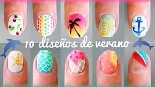 10 DISEÑOS DE UÑAS DECORADAS FÁCIL Y RÁPIDO PARA EL VERANO [upl. by Onaicram]