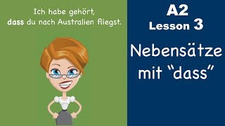 Learn German  Konjunktion quotdassquot  Nebensatz  German for beginners  A2  Lesson 3 [upl. by Accissej683]