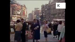 Late 1950s Early 1960s Piccadilly Circus London Stunning 35mm Colour Footage [upl. by Noruq604]