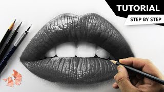 How to Draw Realistic LIPS  Tutorial for BEGINNERS [upl. by Lia]